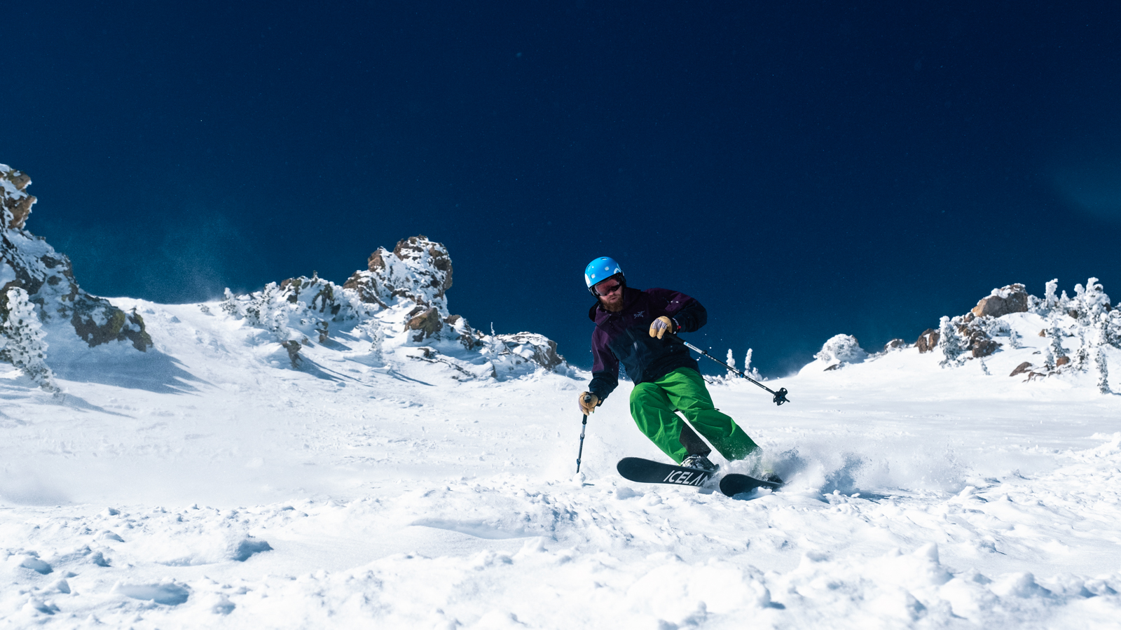 Skiing at Mammouth California. Photographed by Jiro Schn